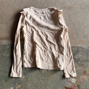 H&M White top with frilly sleeves US 8/10 (M)